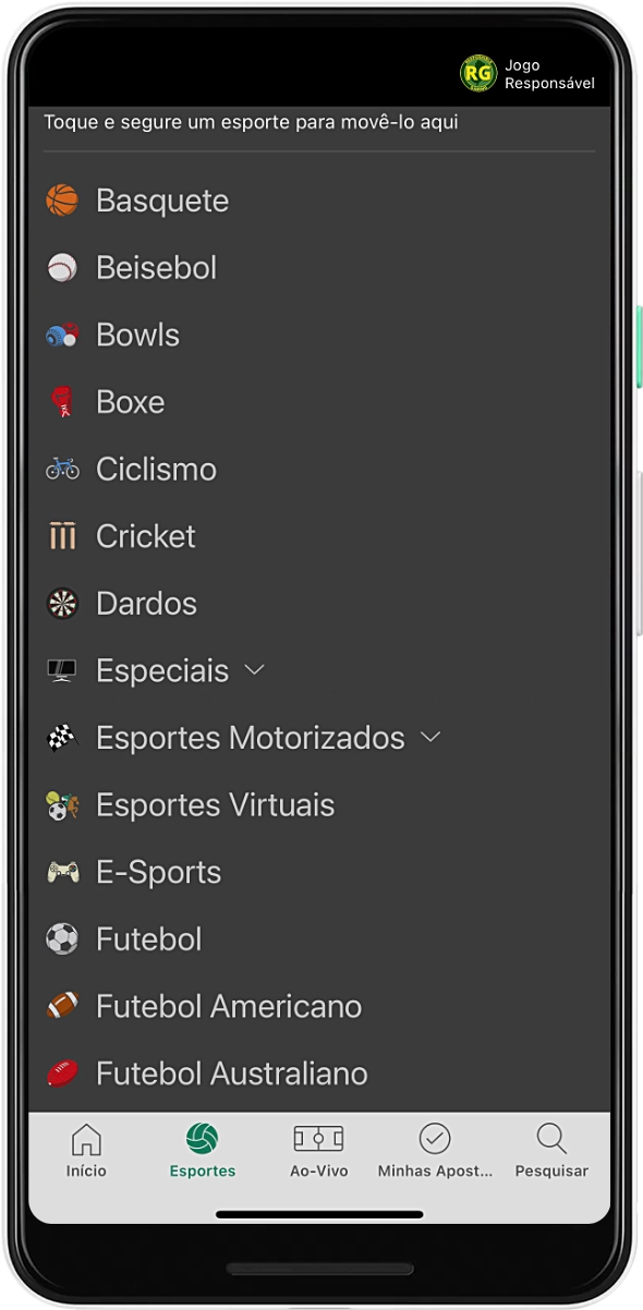 Os usuários brasileiros podem apostar em dezenas de esportes no aplicativo Bet365