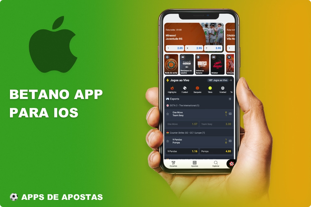 O aplicativo móvel Betano para iOS permite que você aposte em esportes e jogos de azar