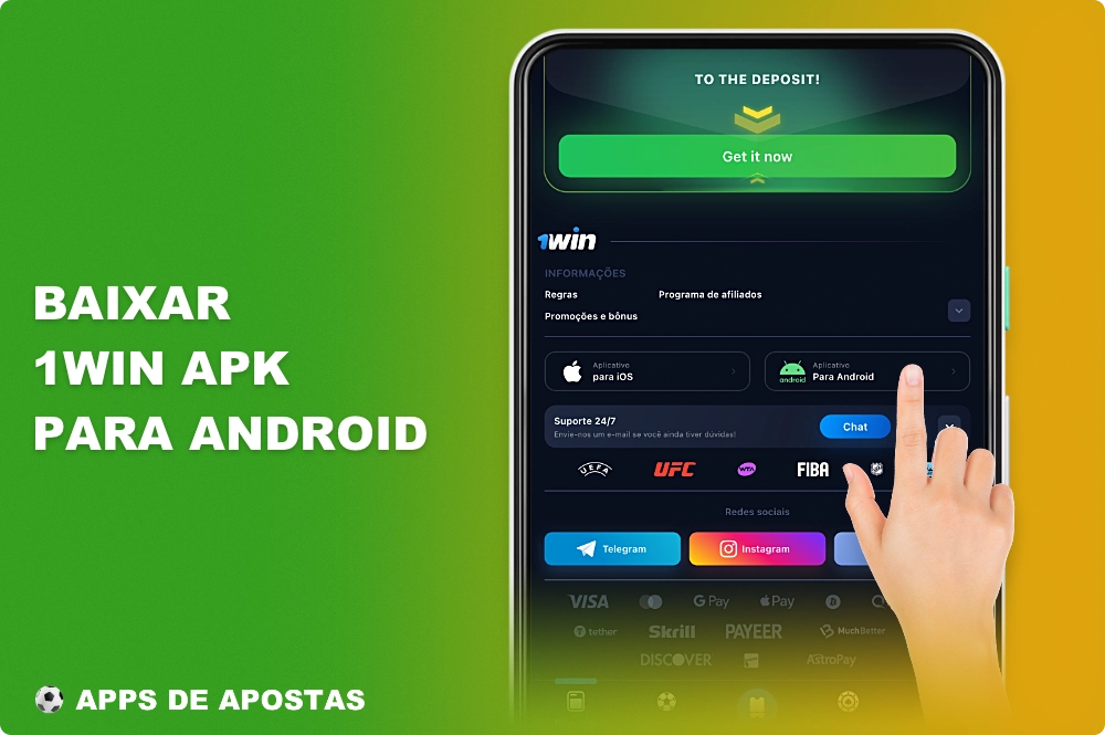 Faça o download do APK 1win para Android totalmente gratuito no site oficial