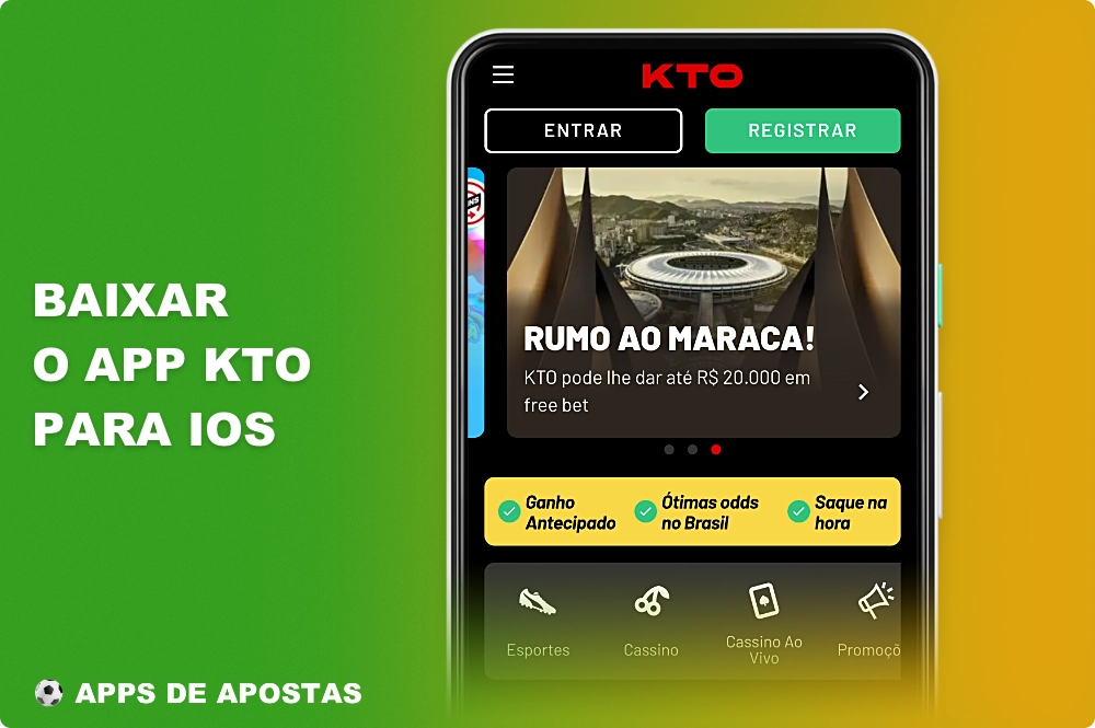O aplicativo móvel da KTO para iOS pode ser baixado por proprietários de iPhone e iPad