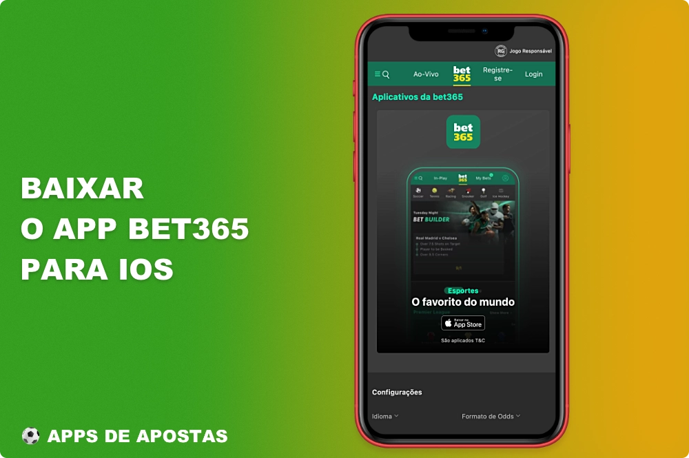 Faça o download do aplicativo Bet365 para iOS no site oficial da plataforma