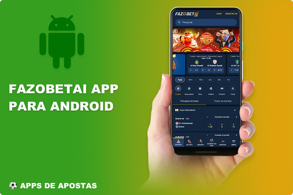 O aplicativo móvel Android da Fazobet permite que você aposte em esportes e cassinos em qualquer lugar