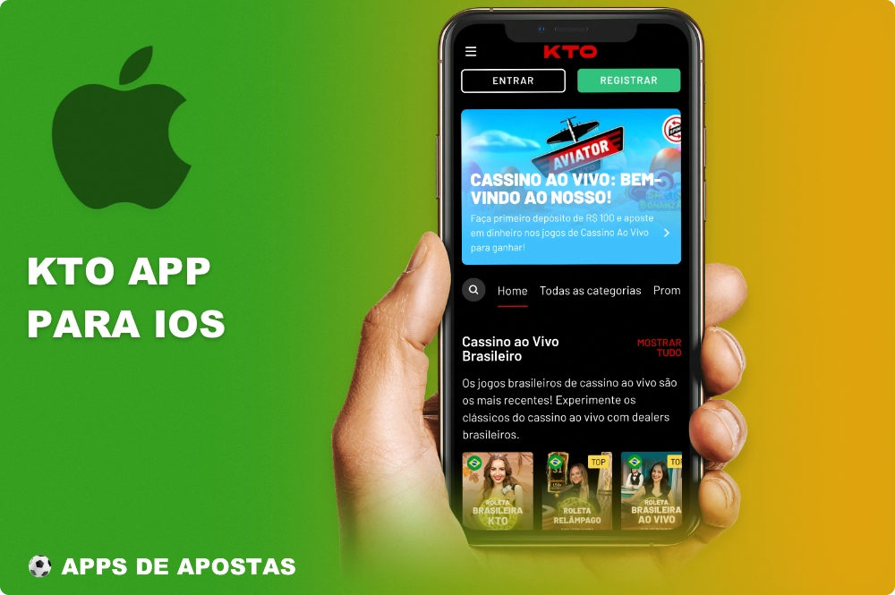 O aplicativo móvel iOS da KTO está disponível para todos os apostadores brasileiros