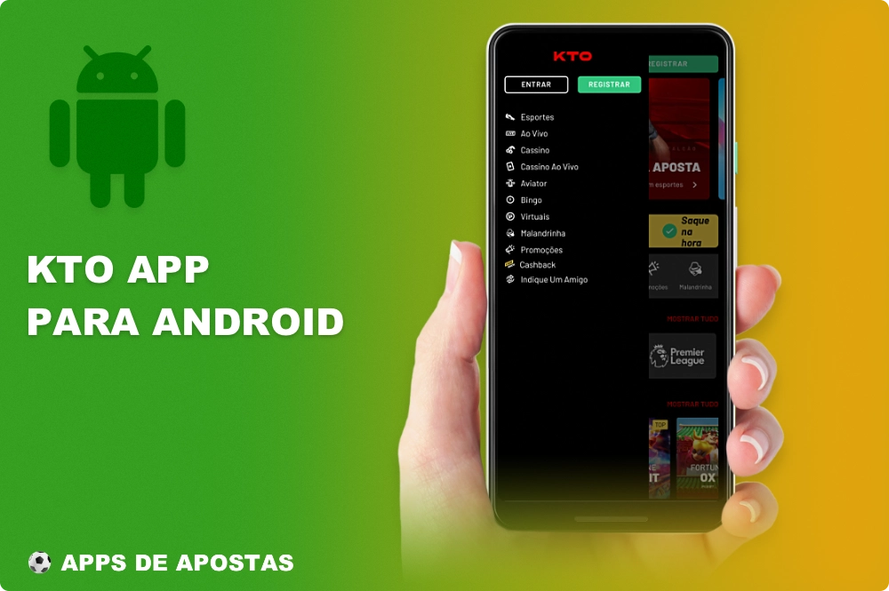 O aplicativo móvel KTO para Android contém muitos recursos e funções para apostas esportivas