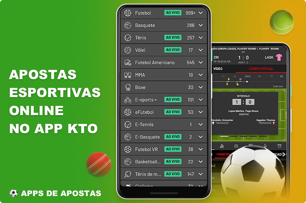 O aplicativo móvel KTO oferece uma ampla variedade de linhas de apostas em dezenas de esportes