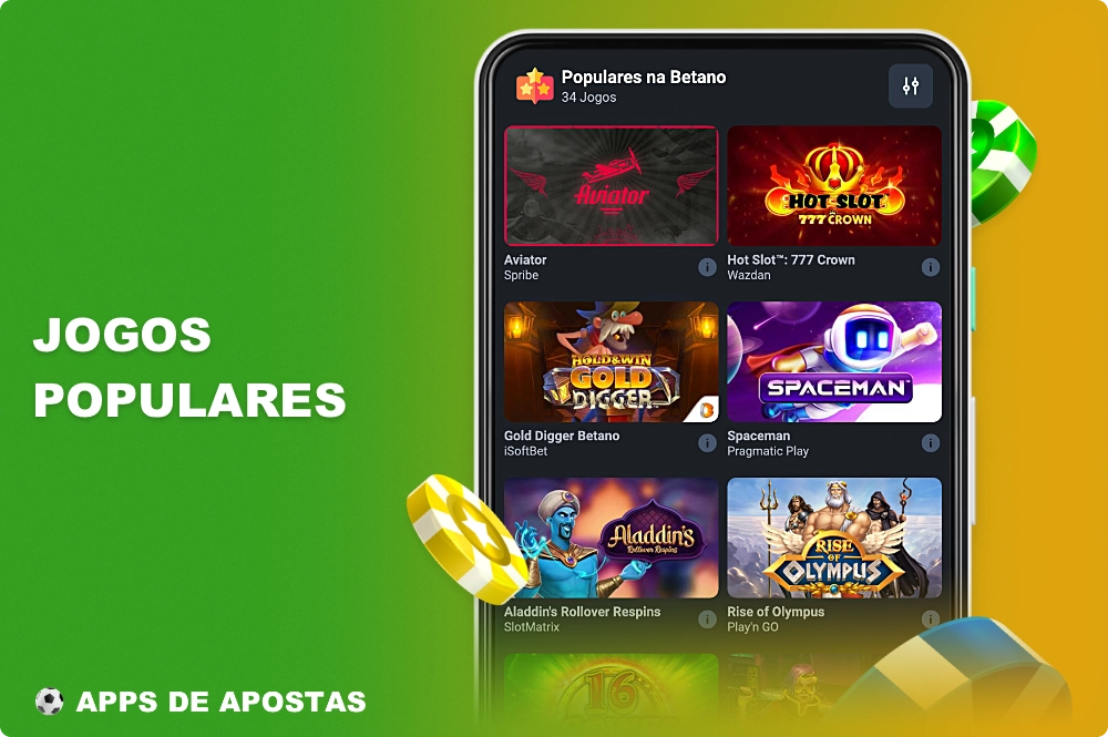 Os jogos de cassino populares no aplicativo Betano são baseados nas preferências dos usuários do Brasil