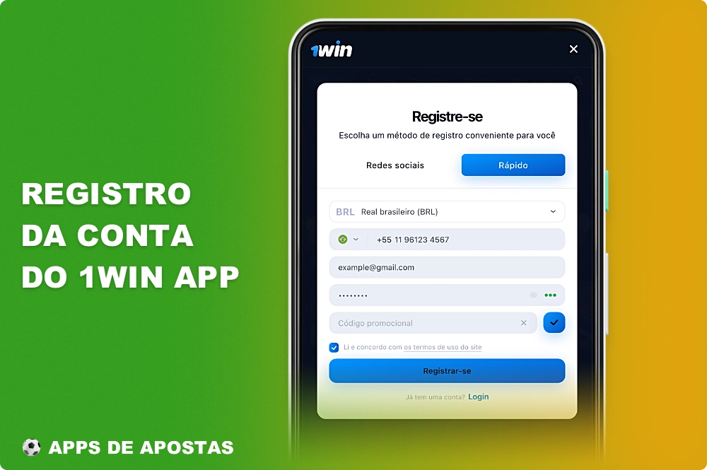 O registro de uma conta no aplicativo 1win dá aos usuários do Brasil acesso a todos os recursos e funcionalidades da plataforma