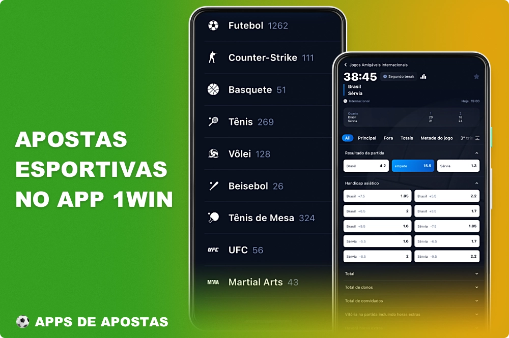 Usando o aplicativo móvel 1win, os usuários do Brasil podem apostar em dezenas de esportes