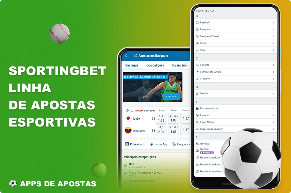O aplicativo Sportingbet oferece uma ampla variedade de linhas de apostas em dezenas de esportes