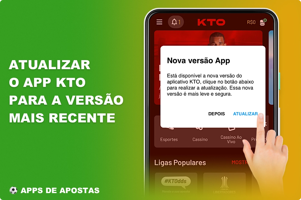 Os usuários do aplicativo móvel KTO podem atualizar para a versão mais recente assim que uma notificação for exibida
