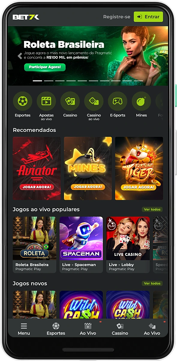 O aplicativo móvel de apostas esportivas e cassino do Bet7k funciona muito bem em dispositivos Android e iOS