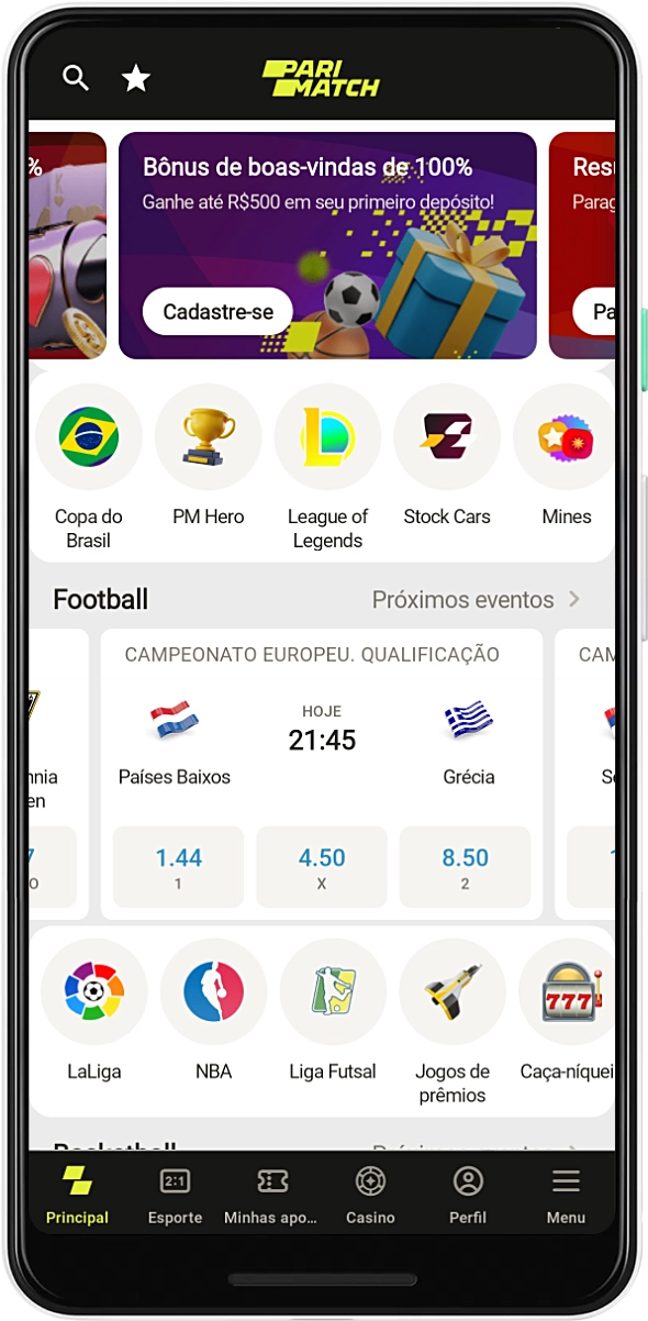 O aplicativo móvel Parimatch para apostas no Brasil funciona em dispositivos Android e iOS