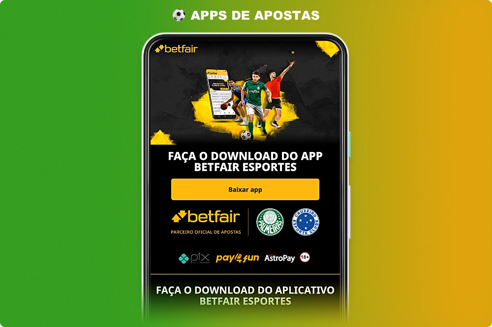O aplicativo da Betfair para Android está disponível para download no site oficial da casa de apostas