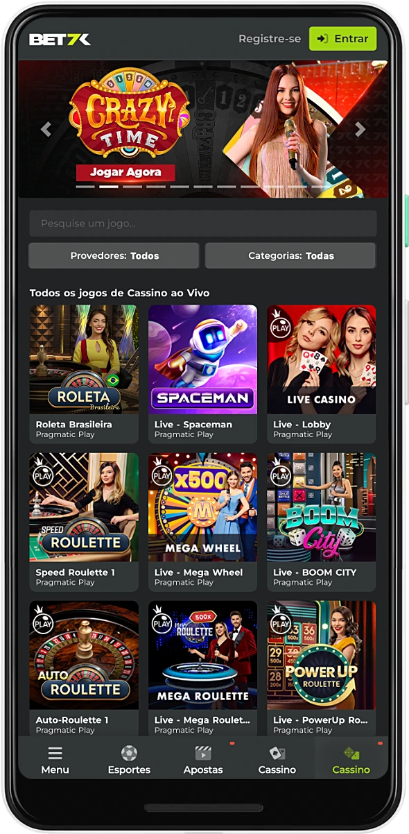 O cassino móvel Bet7k oferece aos seus usuários do Brasil uma ampla gama de entretenimento de jogos de azar para escolher