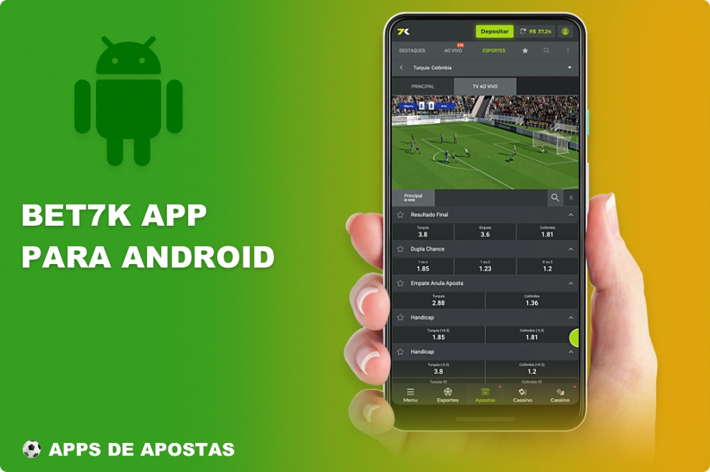 O aplicativo móvel Bet7k para Android apresenta uma ampla variedade de apostas esportivas e opções de cassino