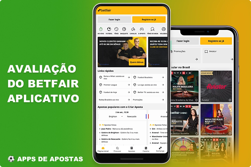 O aplicativo móvel de apostas esportivas e cassino da Betfair está disponível para usuários do Brasil tanto no Android quanto no iOS
