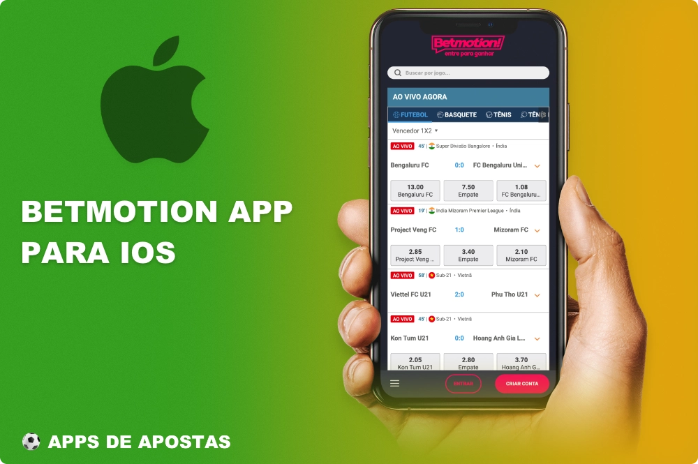 O aplicativo móvel do Betmotion para iOS permite que os brasileiros apostem e joguem jogos de cassino em seu iPhone ou iPad