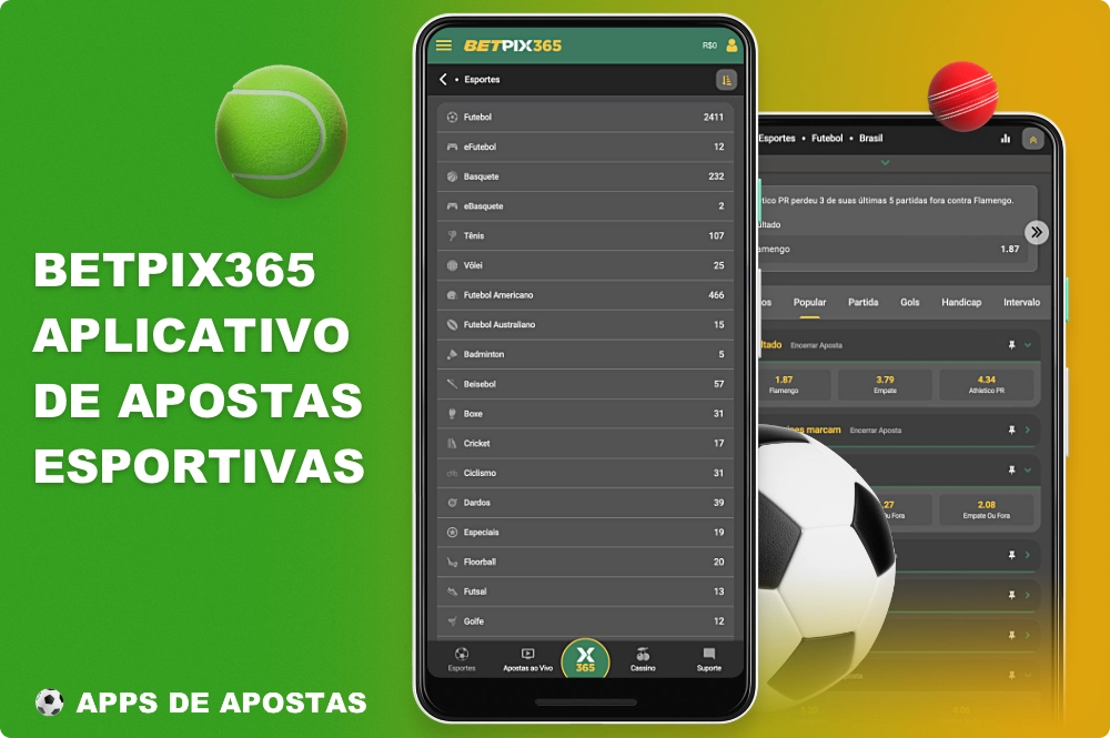 O aplicativo BetPix365 oferece uma variedade de opções de apostas em esportes populares