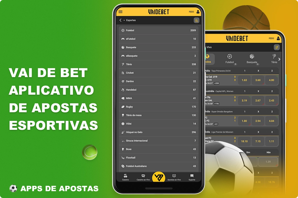 No aplicativo móvel VaideBet, os usuários brasileiros podem apostar em dezenas de esportes, incluindo campeonatos populares e torneios locais