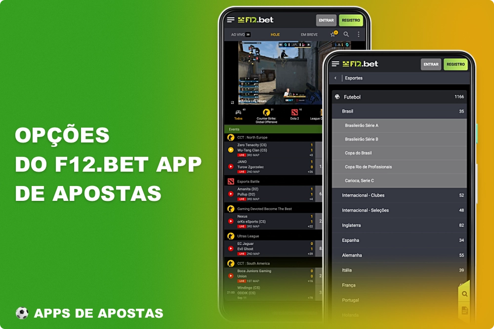 O aplicativo F12Bet oferece uma variedade de opções de apostas esportivas, incluindo apostas pré-jogo, apostas ao vivo e muito mais