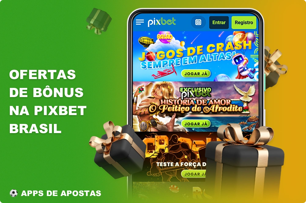 Bônus e promoções para usuários brasileiros do aplicativo móvel Pixbet