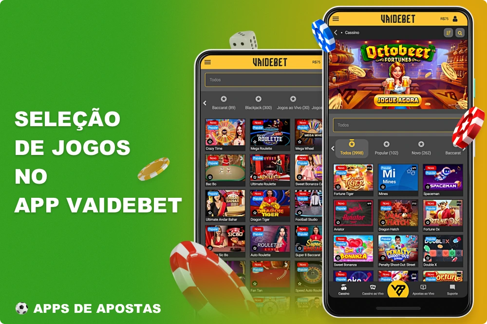 O aplicativo VaideBet oferece aos brasileiros um cassino móvel com uma enorme coleção de uma grande variedade de jogos de azar