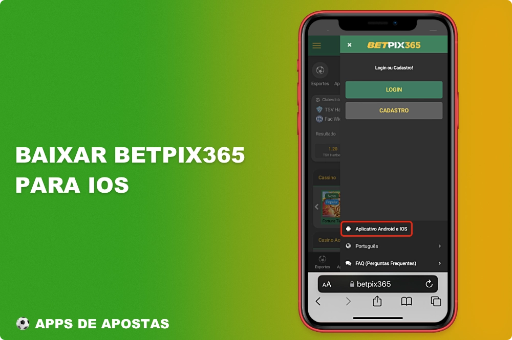 Os brasileiros podem baixar o aplicativo BetPix365 para iOS no site oficial da empresa de apostas