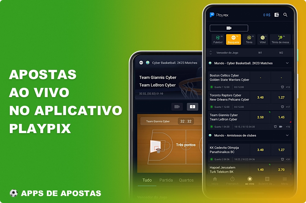 No aplicativo móvel da Playpix, os usuários podem acessar apostas ao vivo, bem como a transmissão ao vivo de eventos