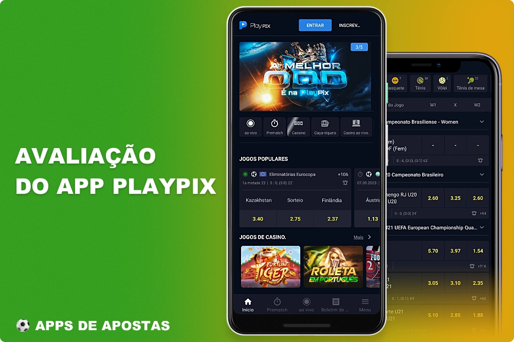 O aplicativo móvel da Playpix para apostas esportivas e cassino está disponível para usuários de Android e iPhone