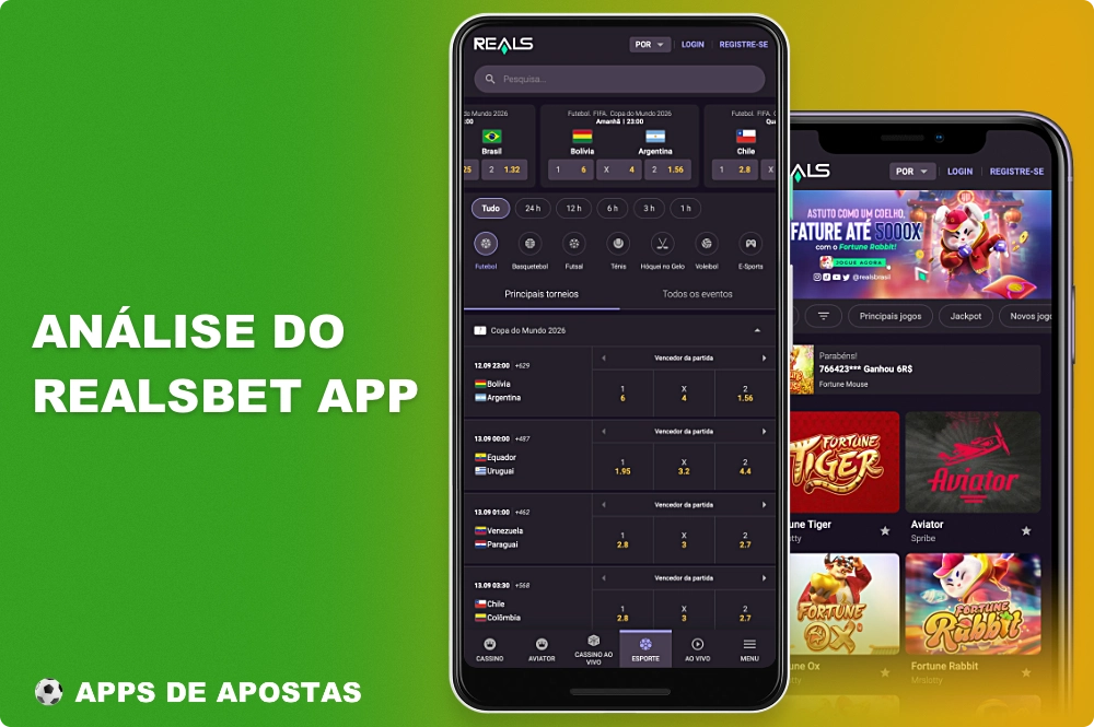 O aplicativo móvel da Realsbet para Android e iOS é um dos aplicativos de apostas esportivas e cassino mais populares do Brasil