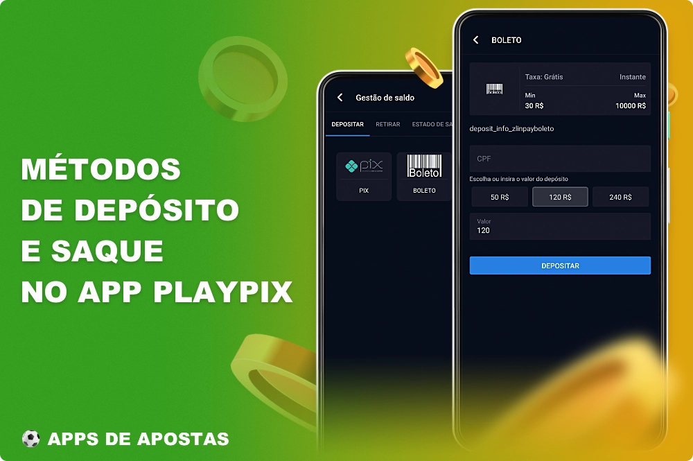 O aplicativo Playpix oferece aos jogadores brasileiros uma variedade de opções de pagamento que podem ser usadas tanto para depósitos quanto para saques