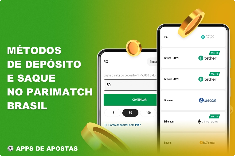 O aplicativo móvel da Parimatch oferece várias opções de pagamento que estão disponíveis para usuários registrados do Brasil