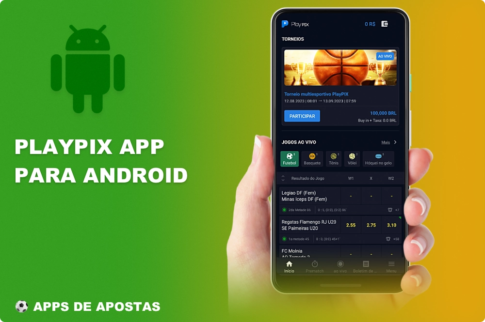 O aplicativo móvel Playpix para Android pode ser usado para apostas esportivas em todos os modernos smartphones e tablets