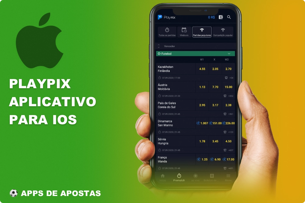 O aplicativo móvel Playpix para iOS tem uma ampla gama de recursos que permitem aos brasileiros apostar em esportes e cassinos