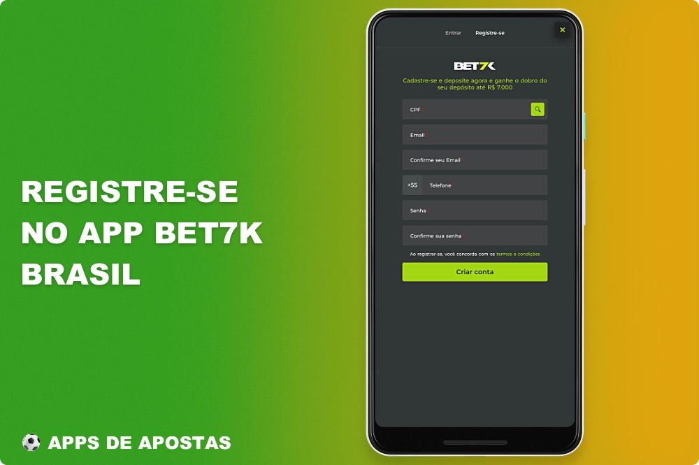 O cadastro no aplicativo Bet7k permite que o usuário brasileiro acesse todos os recursos e funcionalidades do aplicativo
