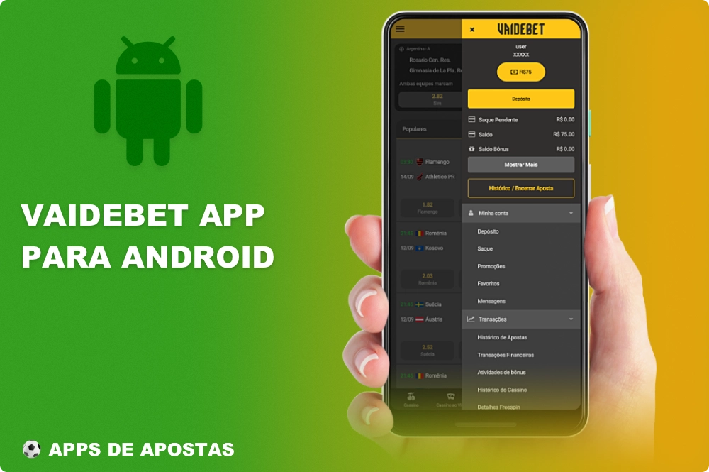 O aplicativo móvel VaideBet para Android permite que você aposte e jogue jogos de cassino em seu smartphone ou tablet