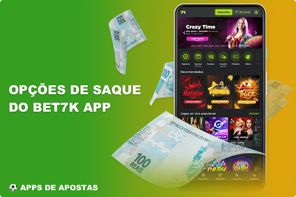 Os usuários brasileiros podem sacar dinheiro do aplicativo Bet7k usando o sistema de pagamento mais popular do país