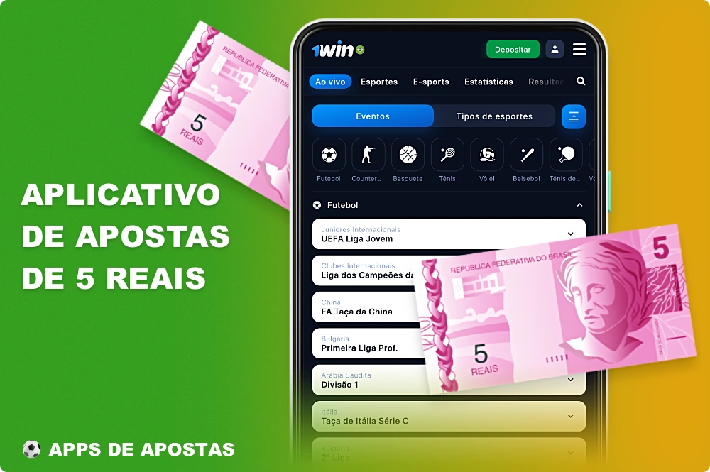 Os usuários brasileiros podem baixar aplicativos de apostas com um depósito de R$ 5 ou mais