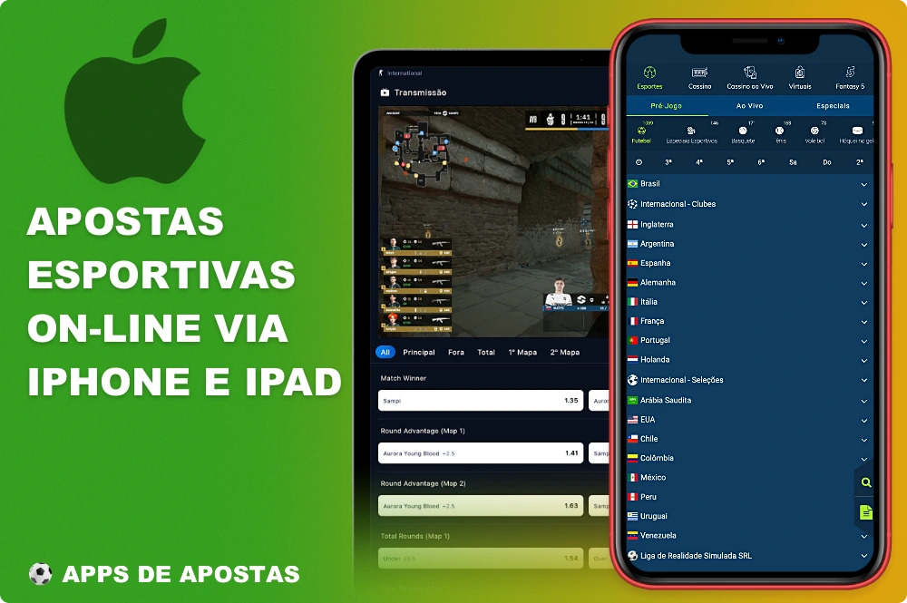 Aplicativos de apostas esportivas para iPhone e iPad oferecem aos seus usuários brasileiros uma variedade de opções de apostas