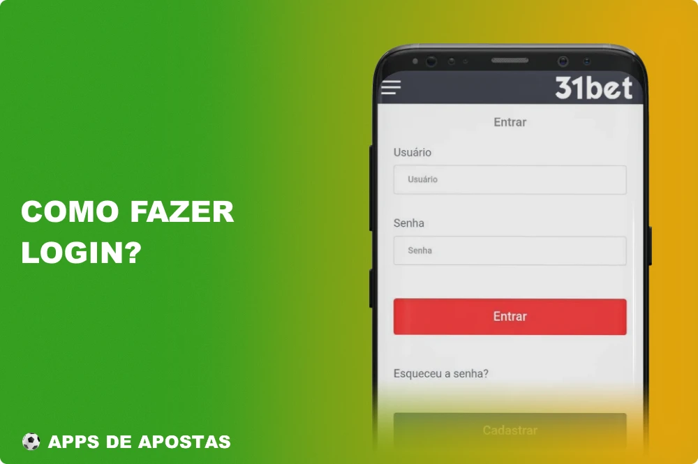 Depois de criar uma conta, os jogadores do Brasil podem fazer login a qualquer momento por meio do aplicativo 31bet