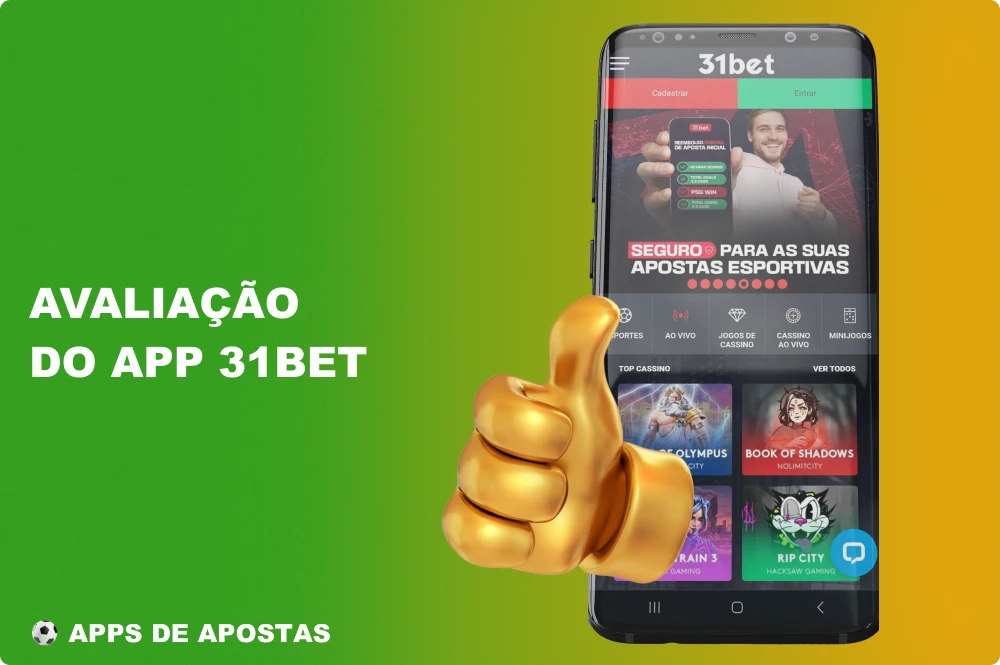 O aplicativo da 31bet Brasil tem uma gama completa de opções