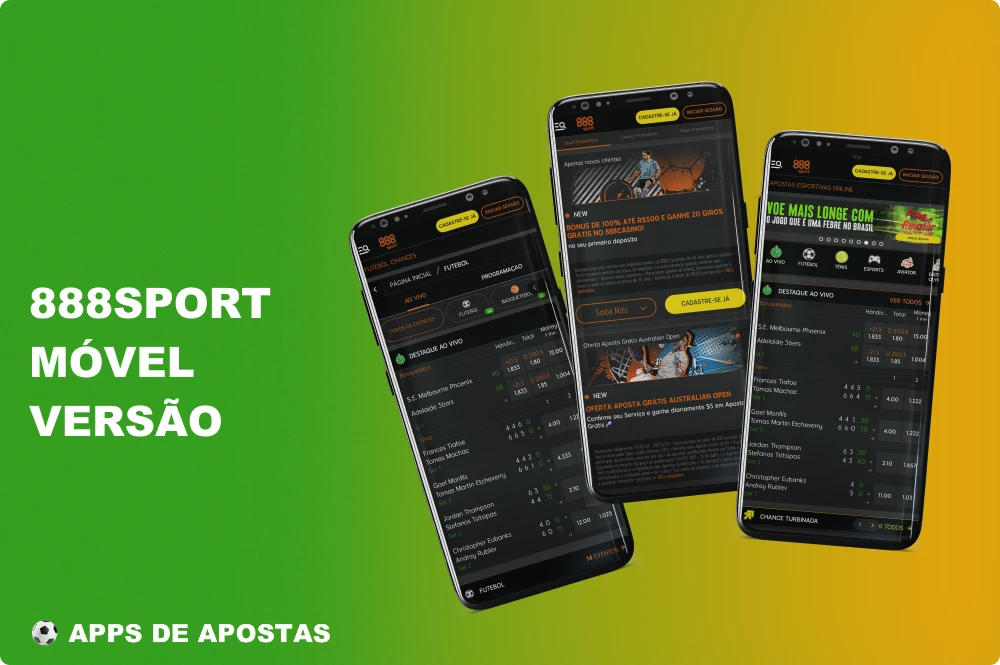 Além do aplicativo 888sport para Android e iOS, os brasileiros podem jogar por meio de seu navegador móvel