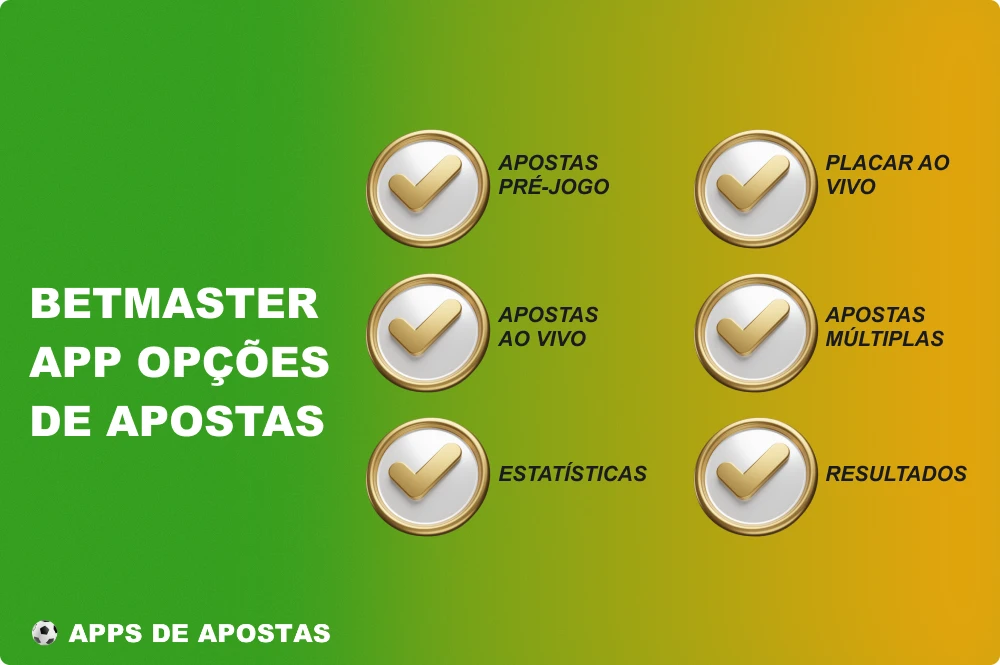 Para melhorar a experiência de apostas dos apostadores brasileiros no aplicativo Betmaster, um grande número de opções úteis foi adicionado