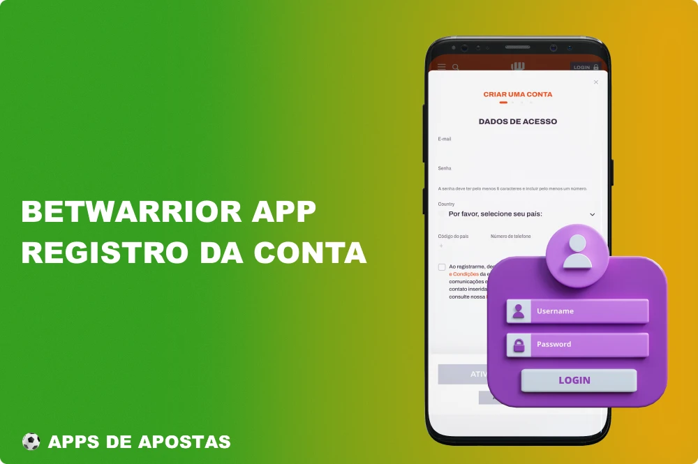 Para começar a apostar ou jogar jogos de cassino no app Betwarrior, cada novo usuário do Brasil deve criar uma conta pessoal