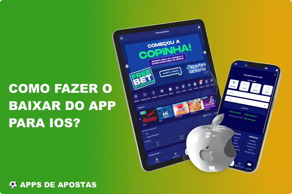 O processo de download do Esportes Da Sorte para iOS é muito simples e os jogadores do Brasil poderão instalá-lo com apenas alguns cliques