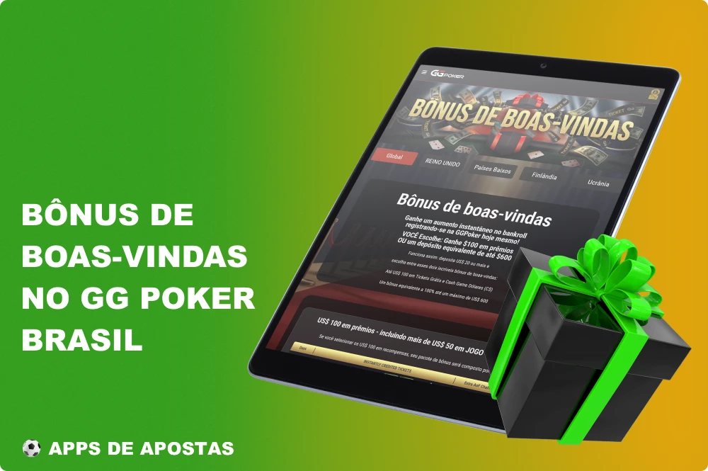 Para todos os novos usuários brasileiros, a GG Poker está oferecendo um bônus de boas-vindas no primeiro depósito