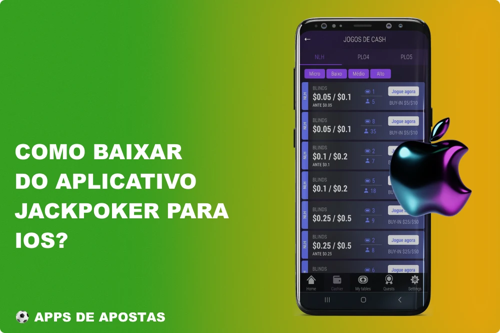 O download e a instalação do aplicativo Jackpoker no iOS é um processo muito simples que não tomará muito tempo dos jogadores do Brasil