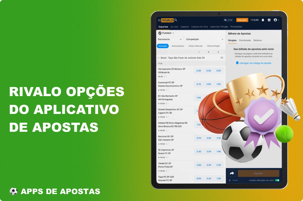 O aplicativo de apostas Rivalo Brasil tem muitos recursos úteis