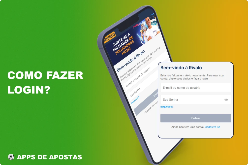 Os jogadores do Brasil podem fazer login em uma conta por meio do aplicativo Rivalo