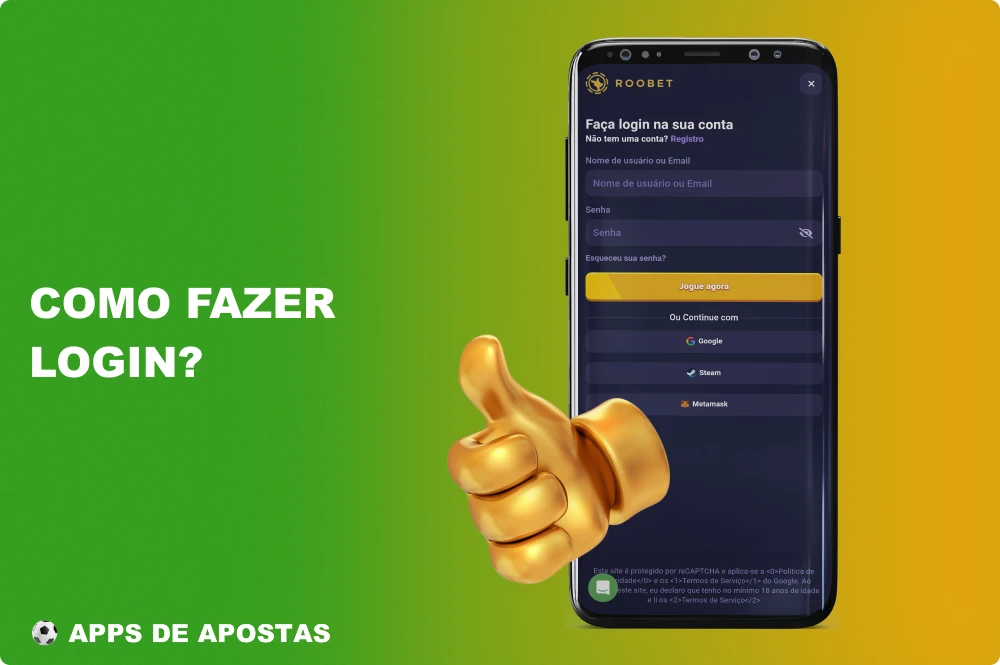Os brasileiros que já têm uma conta podem fazer login no aplicativo Roobet
